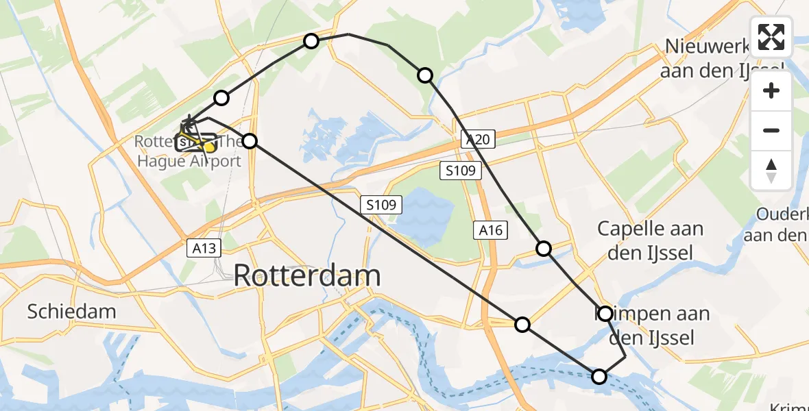 Routekaart van de vlucht: Lifeliner 2 naar Rotterdam The Hague Airport, Woensdrechtstraat