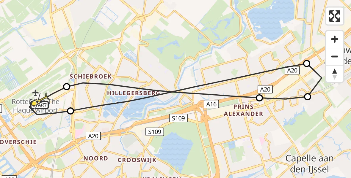 Routekaart van de vlucht: Lifeliner 2 naar Rotterdam The Hague Airport, Van der Duijn van Maasdamweg