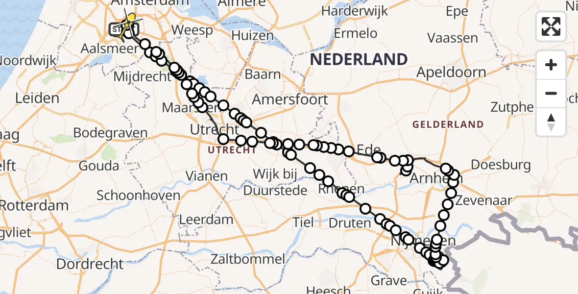 Routekaart van de vlucht: Politieheli naar Schiphol, Mr. Jac. Takkade