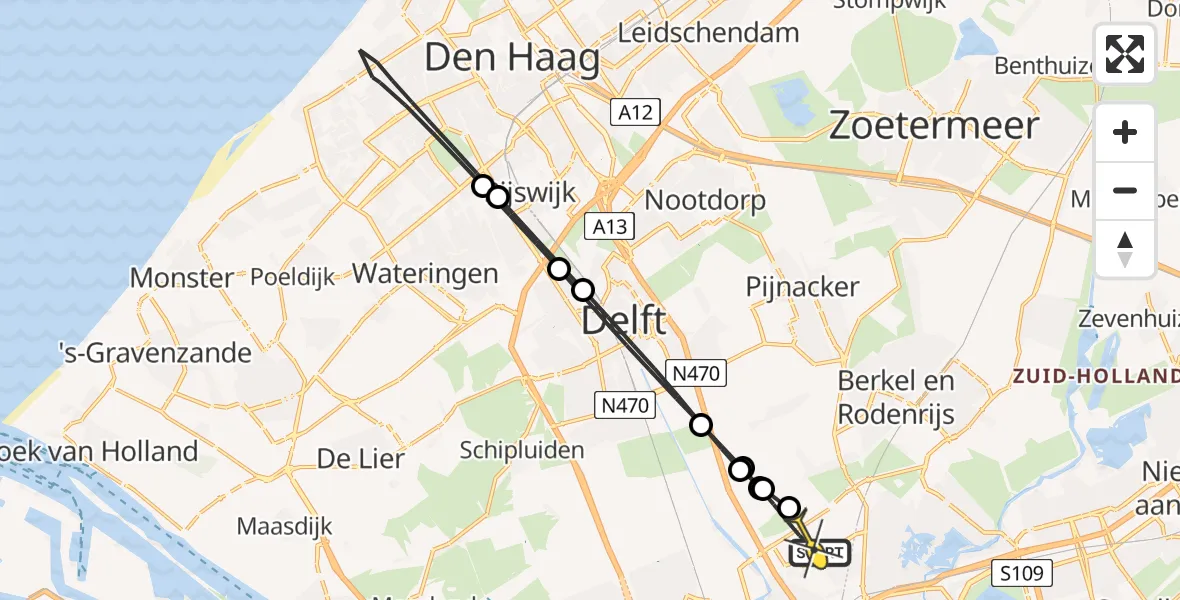 Routekaart van de vlucht: Lifeliner 2 naar Rotterdam The Hague Airport, Malpensabaan