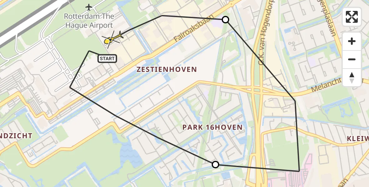 Routekaart van de vlucht: Lifeliner 2 naar Rotterdam The Hague Airport, Linnaeushof