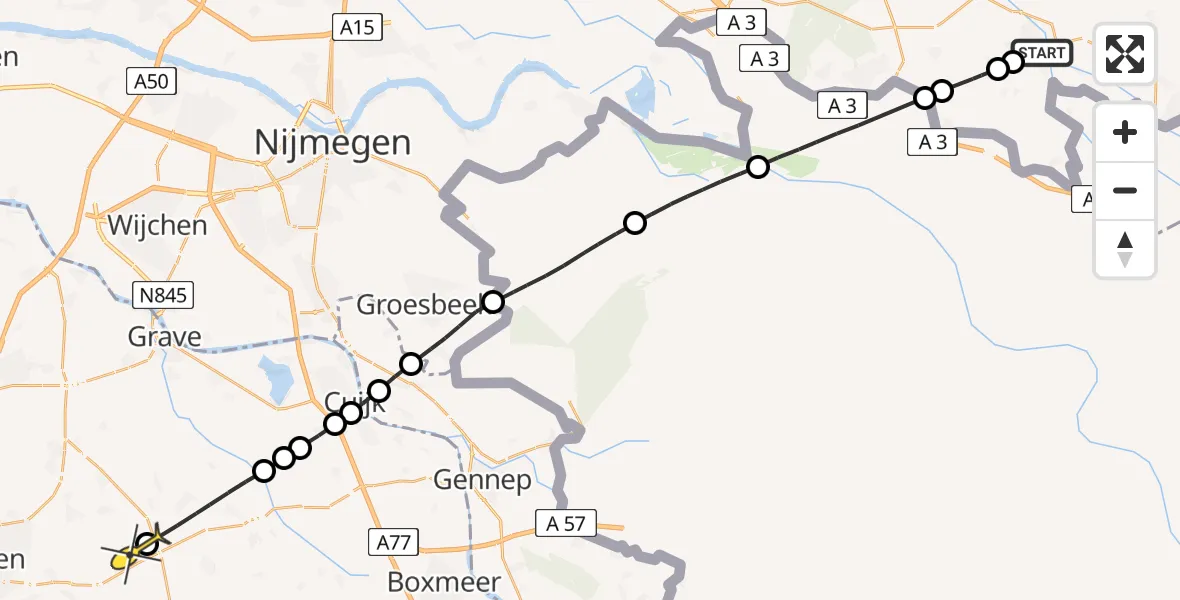 Routekaart van de vlucht: Lifeliner 3 naar Volkel, Gendringseweg