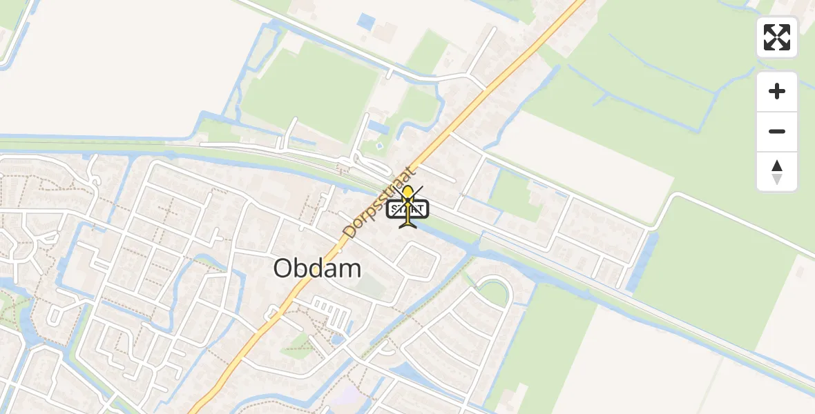 Routekaart van de vlucht: Lifeliner 1 naar Obdam, Dorpsstraat