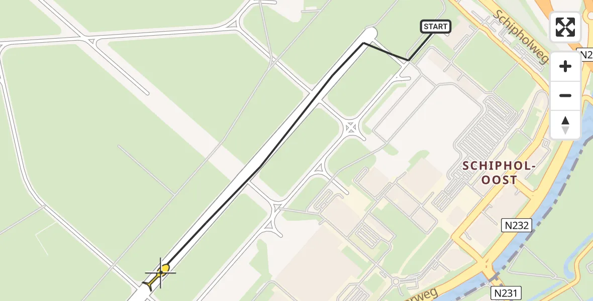 Vluchtroute Politiehelikopter van Schiphol naar Schiphol