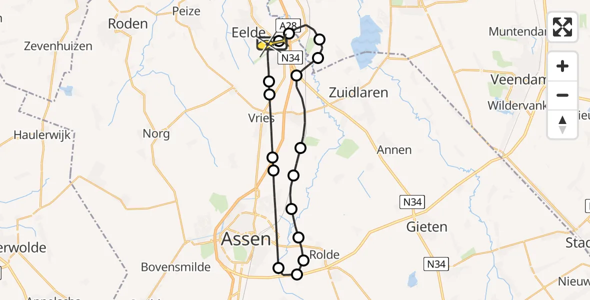 Routekaart van de vlucht: Lifeliner 4 naar Groningen Airport Eelde, Breukenweg