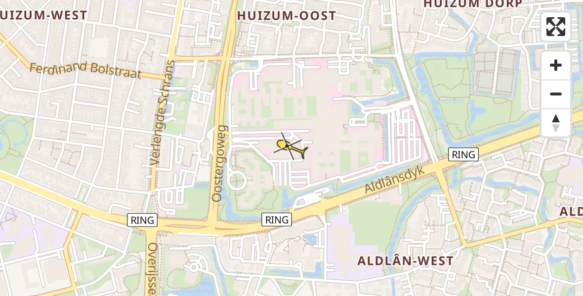 Routekaart van de vlucht: Ambulancehelikopter naar Leeuwarden