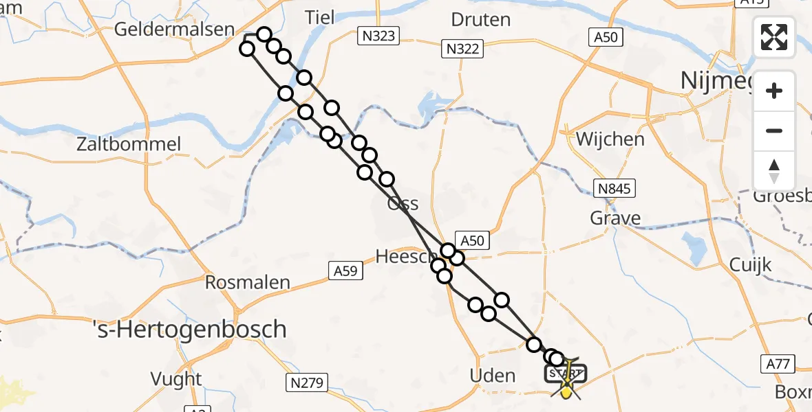 Routekaart van de vlucht: Lifeliner 3 naar Vliegbasis Volkel, Achter-Oventje
