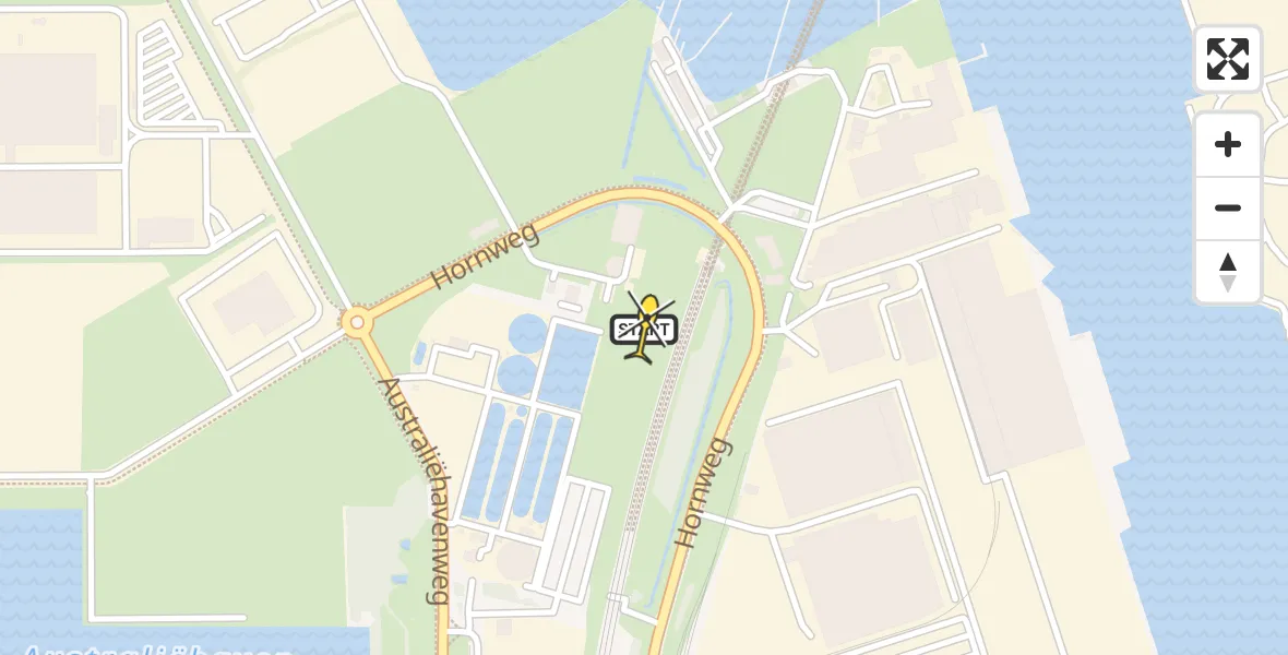 Routekaart van de vlucht: Lifeliner 1 naar Amsterdam Heliport, Hornweg