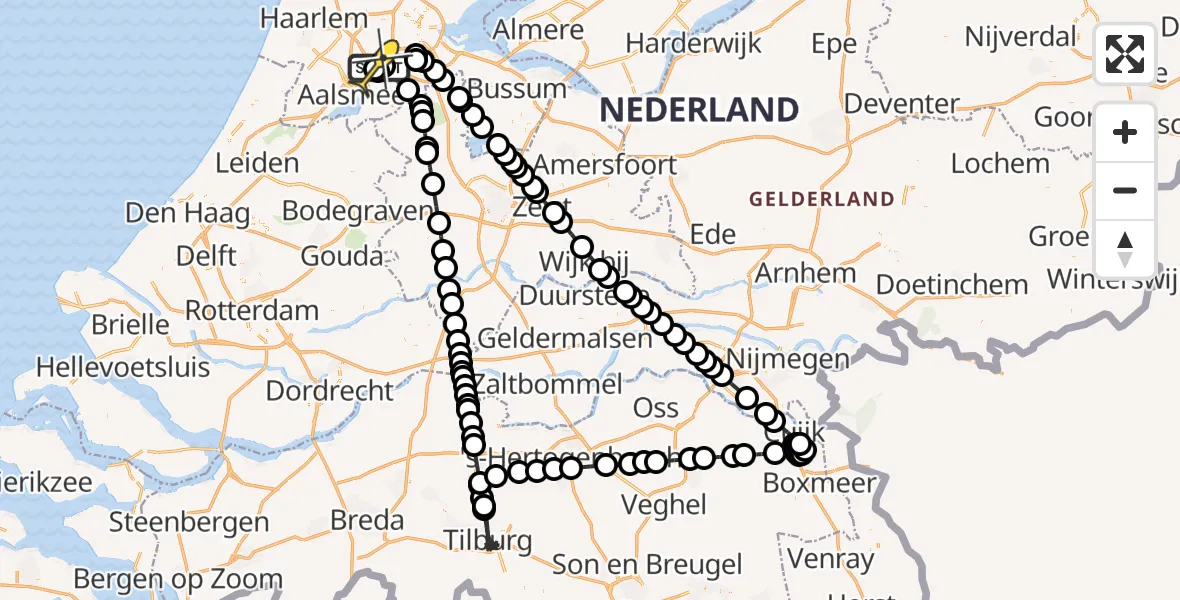 Routekaart van de vlucht: Politieheli naar Schiphol, Nieuwemeerdijk