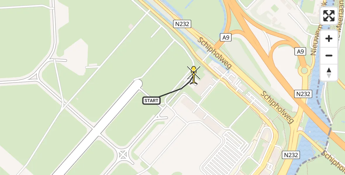 Vluchtroute Politiehelikopter van Schiphol naar Schiphol