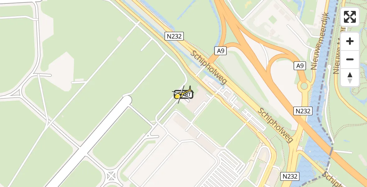 Vluchtroute Politiehelikopter van Schiphol naar Schiphol