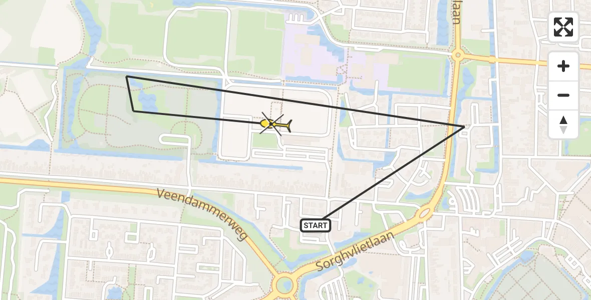 Routekaart van de vlucht: Lifeliner 4 naar Veendam, Begraafplaats Buitenwoelhof