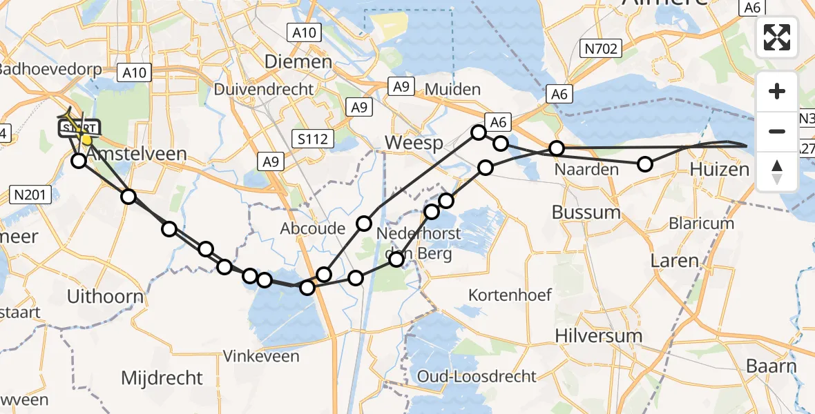 Routekaart van de vlucht: Politieheli naar Schiphol, Thermiekstraat