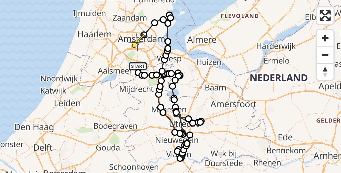 Routekaart van de vlucht: Politieheli naar Amsterdam, Ringdijk Bovenkerker Polder