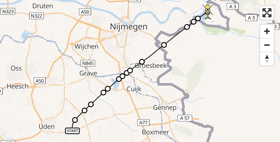 Routekaart van de vlucht: Lifeliner 3 naar Herwen, Houtvennen