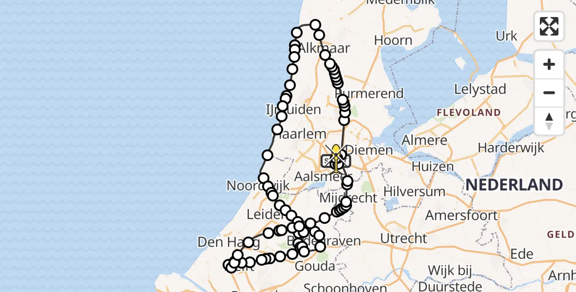 Vluchtroute Politiehelikopter van Schiphol naar Schiphol