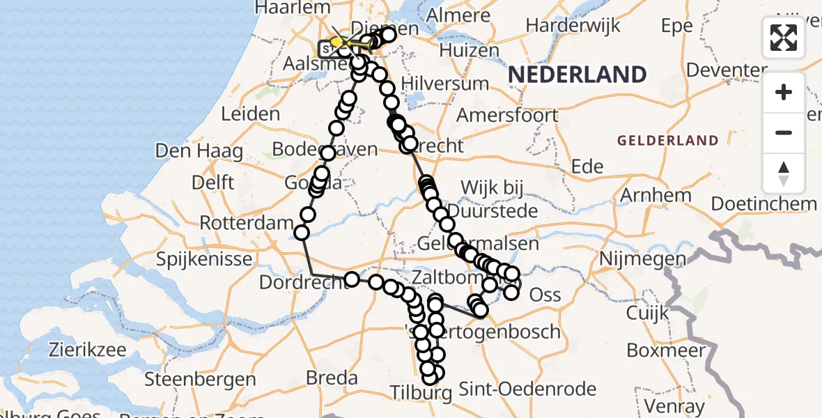 Routekaart van de vlucht: Politieheli naar Amstelveen, Bosrandweg