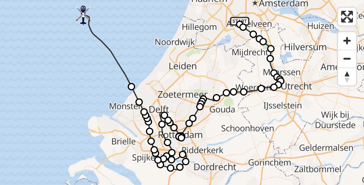Vluchtroute Politiehelikopter Schiphol - , 22 maart 2025, 08:04