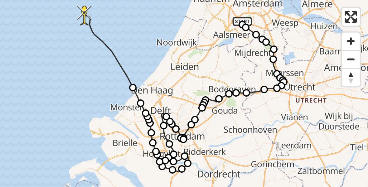 Routekaart van de vlucht: Politiehelikopter naar Voltweg