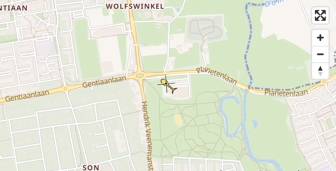 Routekaart van de vlucht: Traumahelikopter naar Son en Breugel