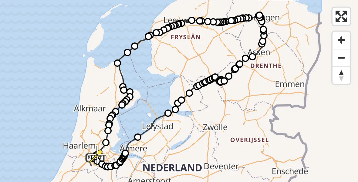 Vluchtroute Politiehelikopter van Schiphol naar Schiphol