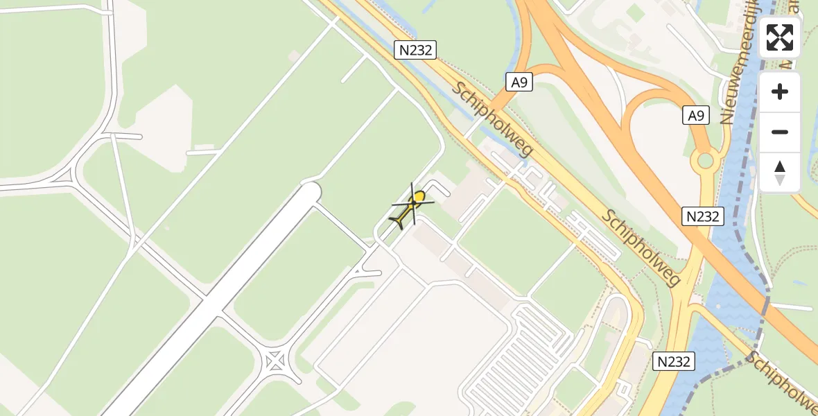 Vluchtroute Politiehelikopter van Schiphol naar Schiphol