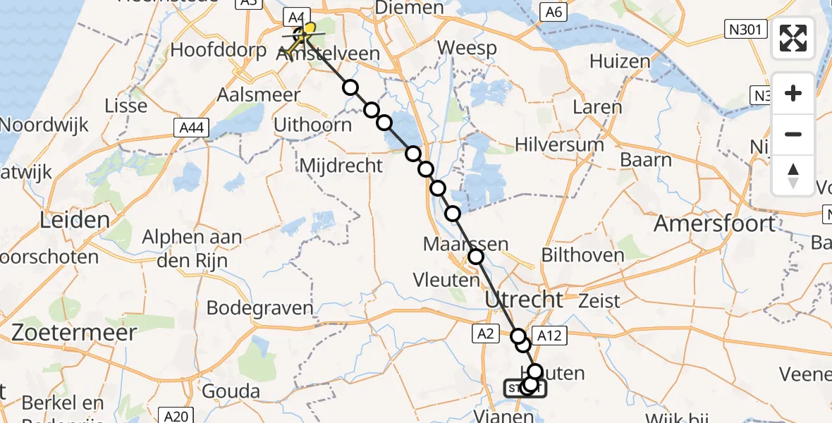 Routekaart van de vlucht: Politiehelikopter naar Schiphol, Veerwagenweg