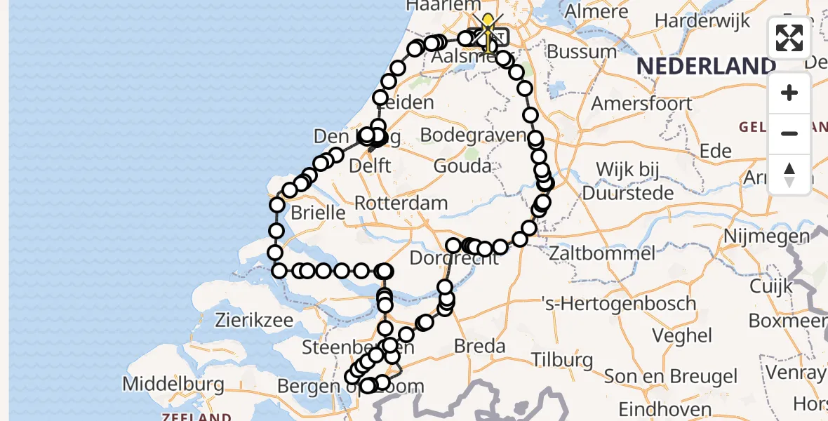 Vluchtroute Politiehelikopter van Schiphol naar Schiphol