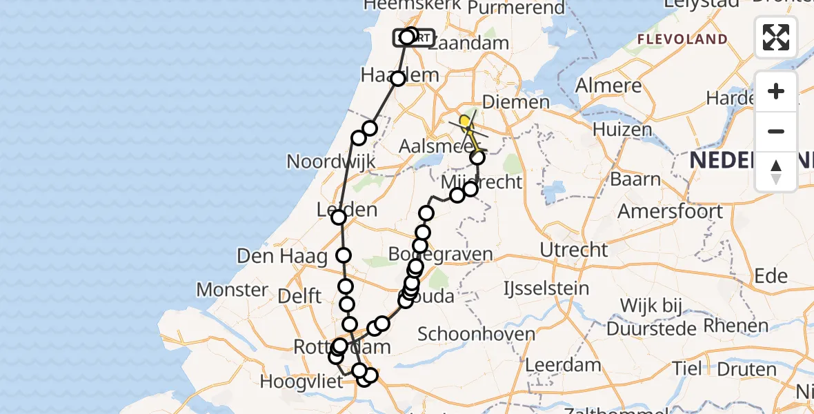Routekaart van de vlucht: Politiehelikopter naar Amstelveen, De Ven