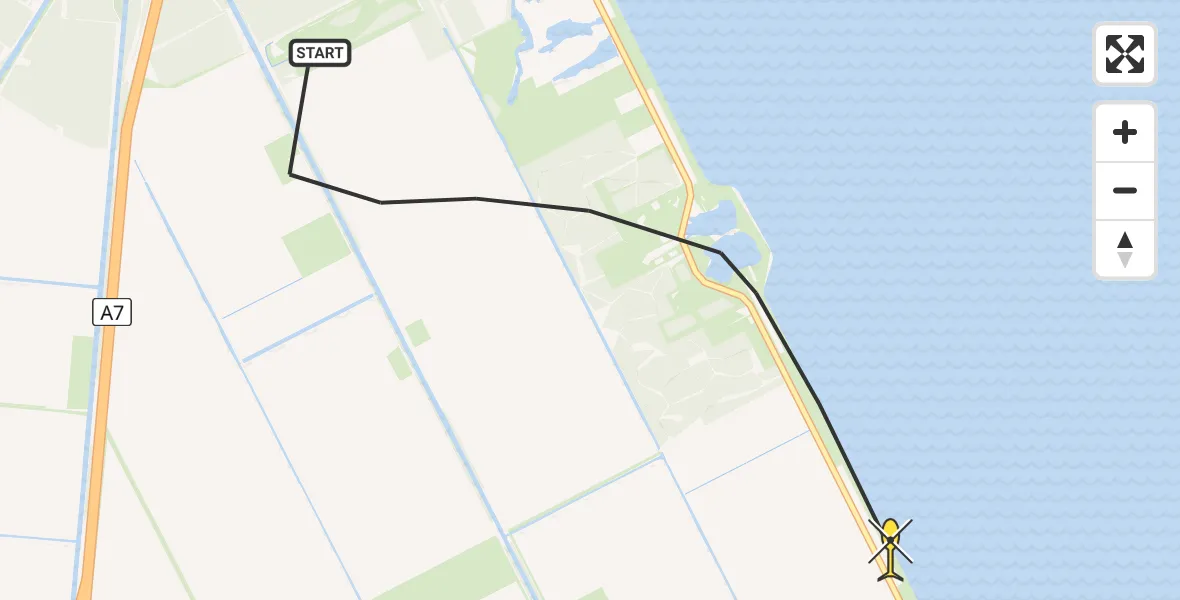 Routekaart van de vlucht: Politiehelikopter naar Wieringerwerf, Oosterkwelweg