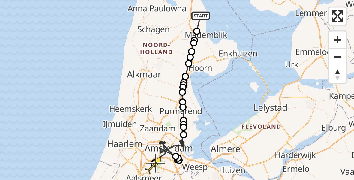 Routekaart van de vlucht: Politiehelikopter naar Schiphol, Schervenweg