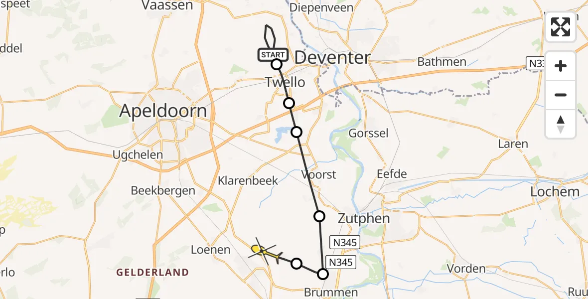 Routekaart van de vlucht: Politiehelikopter naar Hall, Trippestraat
