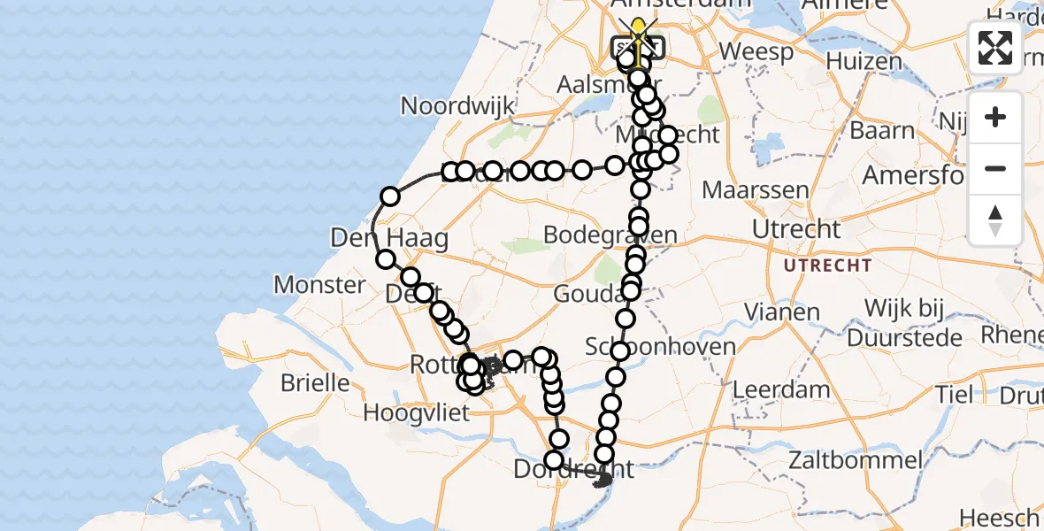Vluchtroute Politiehelikopter van Schiphol naar Schiphol