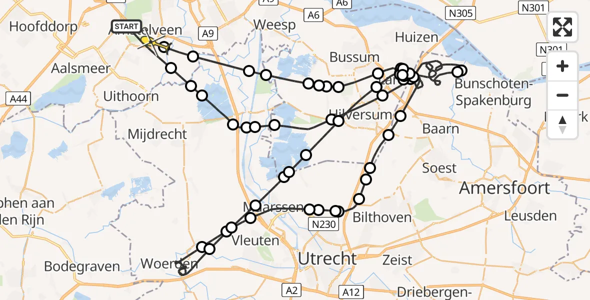 Routekaart van de vlucht: Politiehelikopter naar Amstelveen, Kleine Noorddijk