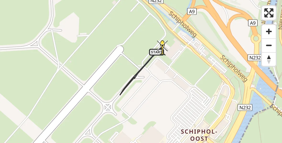 Vluchtroute Politiehelikopter van Schiphol naar Schiphol