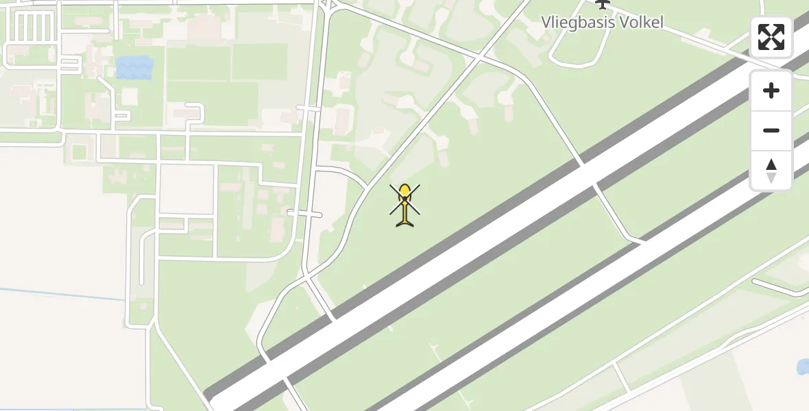 Vluchtroute Politiehelikopter van Vliegbasis Volkel naar Vliegbasis Volkel