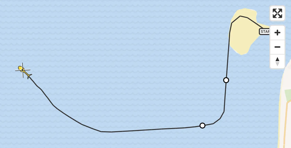 Routekaart van de vlucht: Kustwachthelikopter naar Noorderhaaks