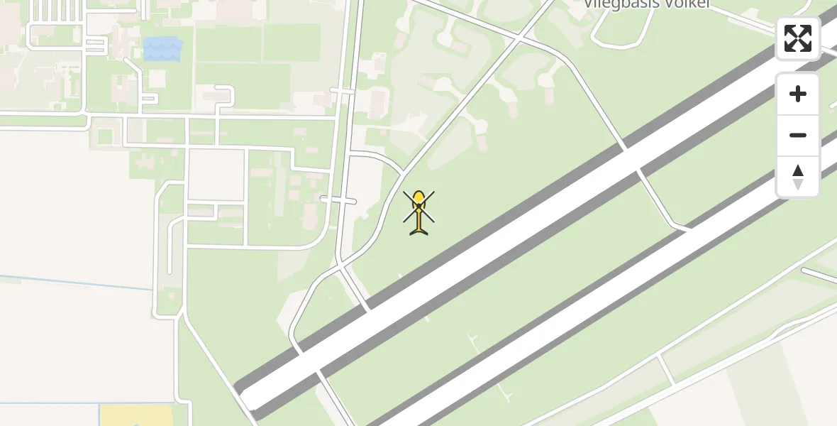 Vluchtroute Politiehelikopter van Vliegbasis Volkel naar Vliegbasis Volkel