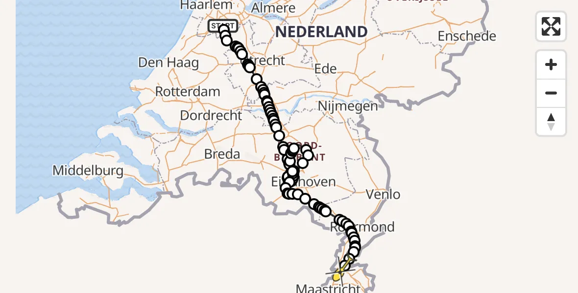 Routekaart van de vlucht: Politiehelikopter naar Geleen, Hornweg
