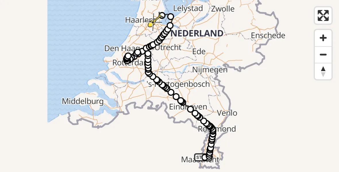 Routekaart van de vlucht: Politiehelikopter naar Amsterdam, De Dellenweg