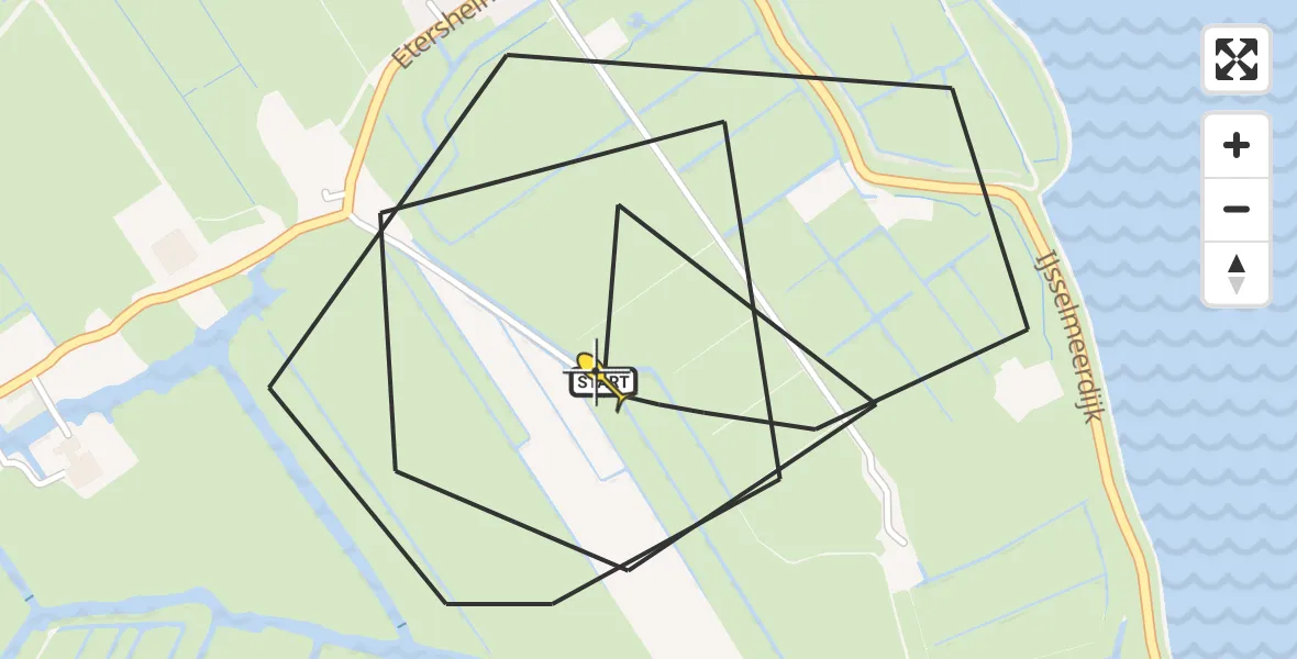 Routekaart van de vlucht: Politiehelikopter naar Oosthuizen, Etersheimerdwarsweg