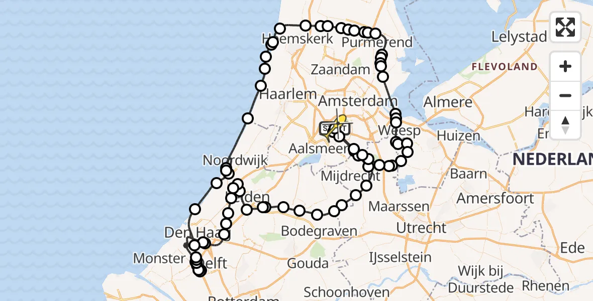 Vluchtroute Politiehelikopter van Schiphol naar Schiphol