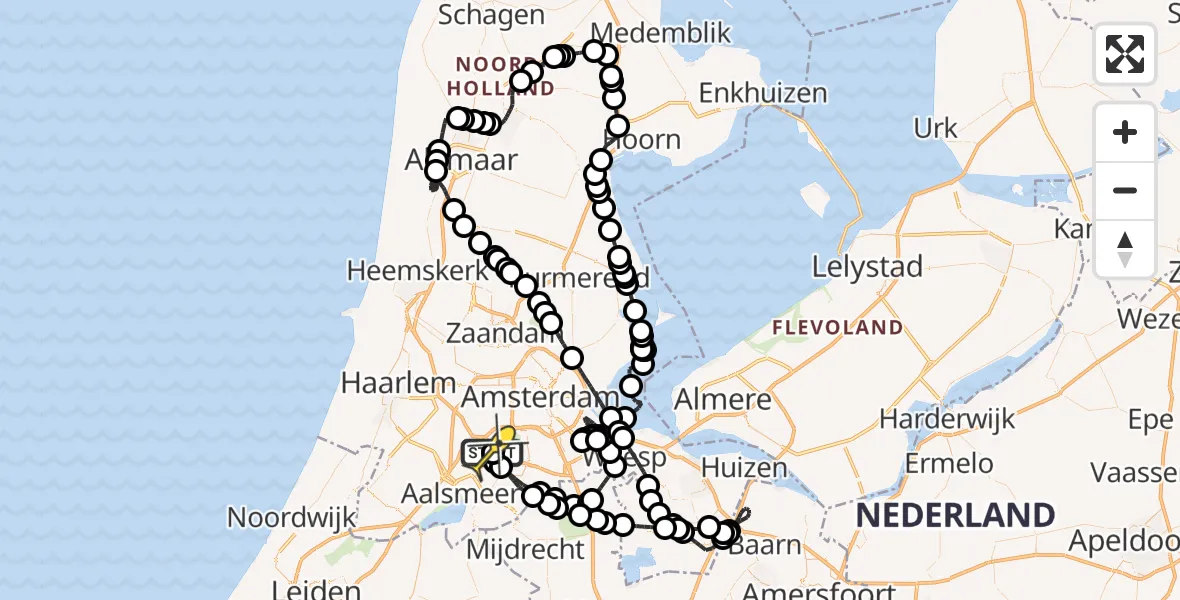 Vluchtroute Politiehelikopter van Schiphol naar Schiphol
