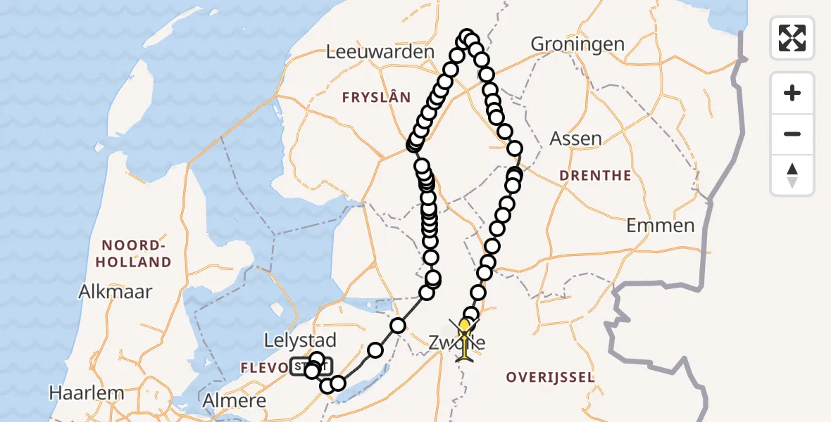 Routekaart van de vlucht: Traumahelikopter naar Zwolle, Vlotgrasweg