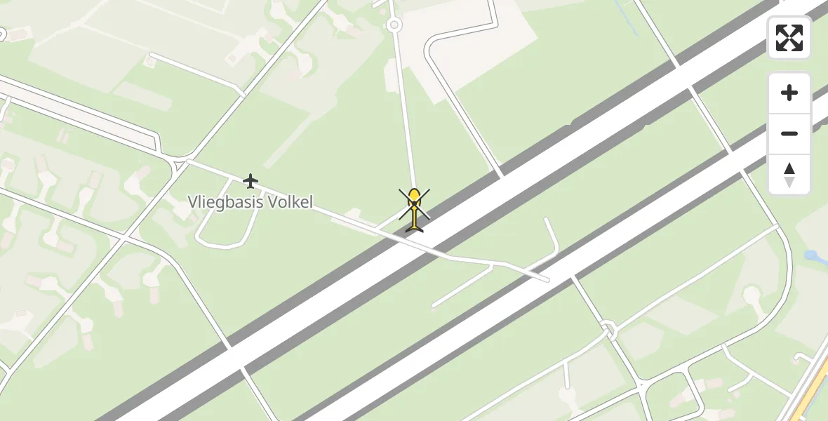 Vluchtroute Traumahelikopter van Vliegbasis Volkel naar Vliegbasis Volkel