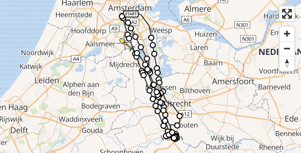 Routekaart van de vlucht: Politiehelikopter naar Amstelveen, Eerste Oosterparkstraat