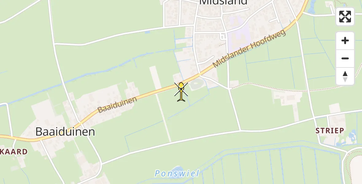 Routekaart van de vlucht: Ambulancehelikopter naar Baaiduinen