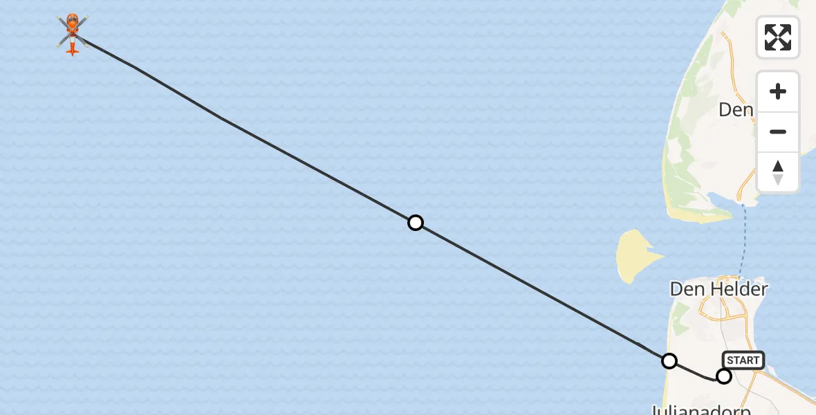 Vluchtroute Kustwachthelikopter Vliegveld De Kooy - , 26 maart 2025, 17:47