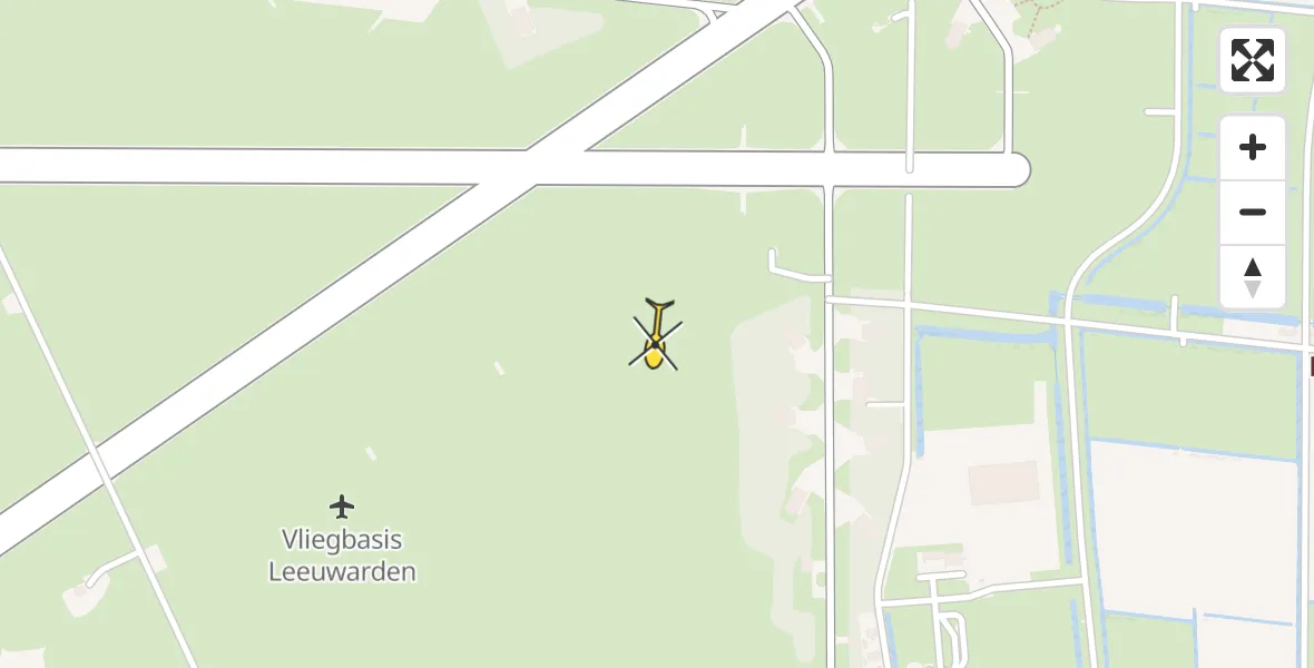 Vluchtroute Ambulancehelikopter van Vliegbasis Leeuwarden naar Vliegbasis Leeuwarden