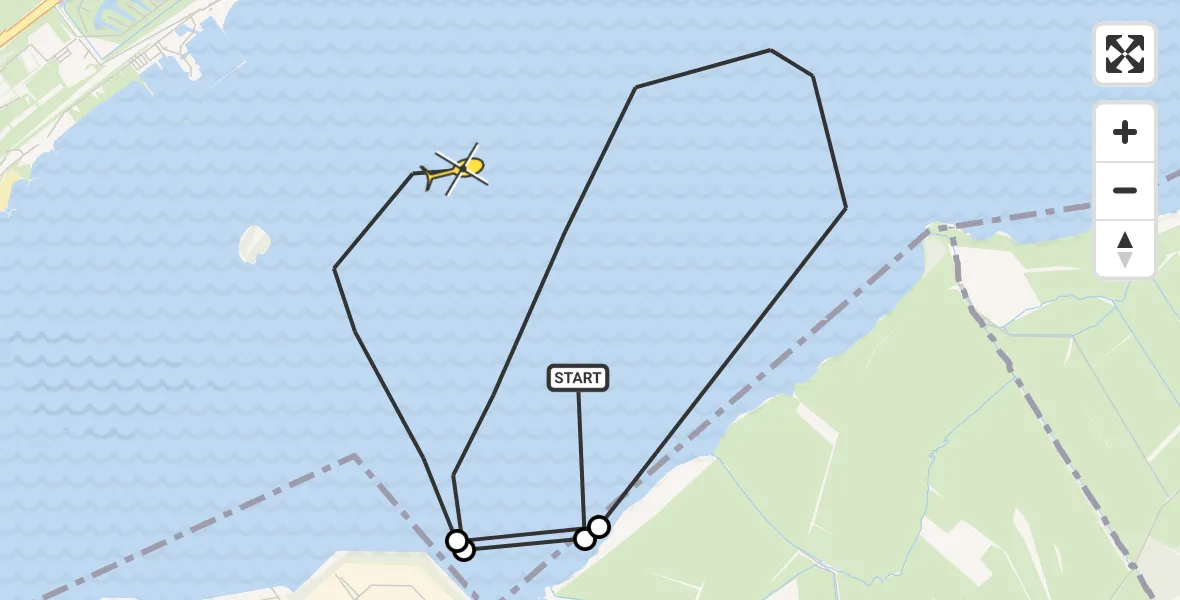 Routekaart van de vlucht: Politiehelikopter naar Biddinghuizen, Nobelstraat